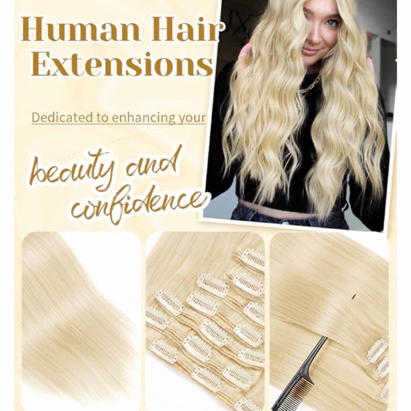 Pure Remy Human Hair Extensions BLONDE 18 inches - Picture 4 of 6